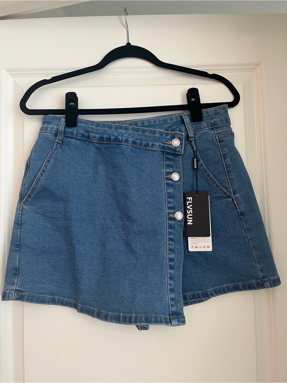 Women's Blue Denim Button-Front Skirt